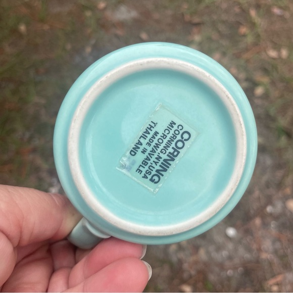 Corning Ware Aqua Seafoam Teal Green Tiffany Blue Coffee Mug Cup USA NY VTG MCM - Picture 2 of 3